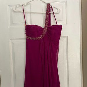 Xscape Fuchsia Cocktail/Party Dress with Beaded Strap